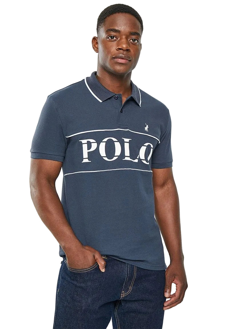 Polo Golfer Jaquard Logo Navy