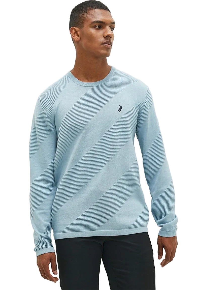 Polo Knitwear Diagonal Texture Light Blue