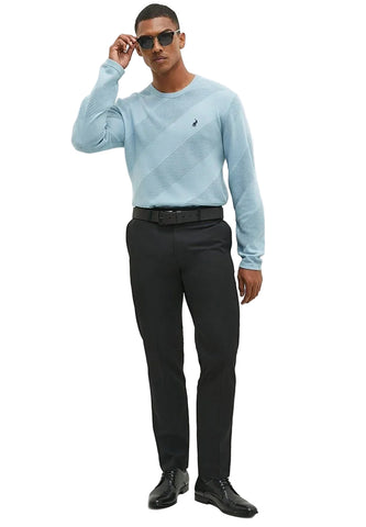 Polo Knitwear Diagonal Texture Light Blue