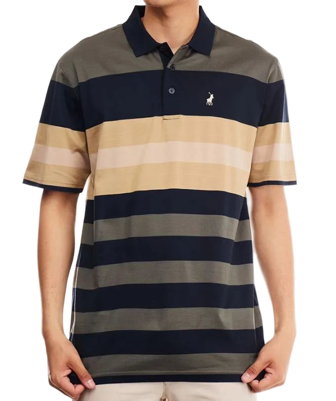Polo Golfer Mercerized Stripe Navy