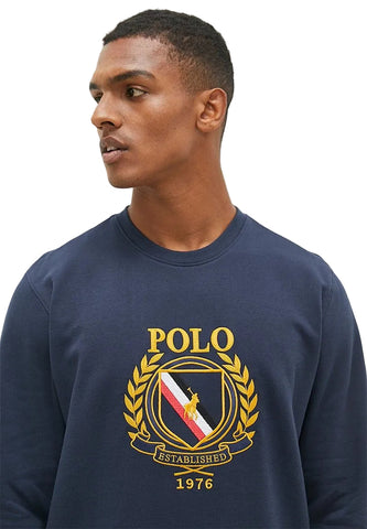 Polo Sweater Brushed Crest Navy