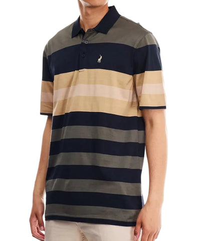 Polo Golfer Mercerized Stripe Navy