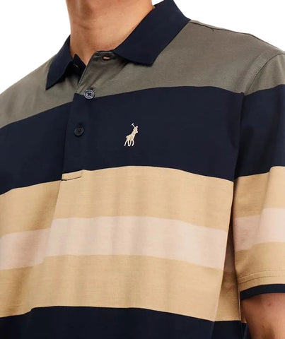 Polo Golfer Mercerized Stripe Navy