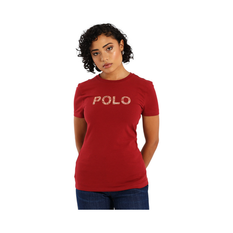 Polo T-Shirt Ladies Anele Embelished Chili Red