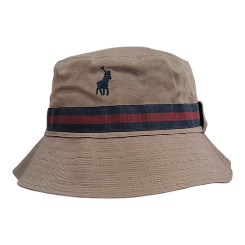 Polo Bucket Reversible Mononogram Stone/Burgandy/Navy