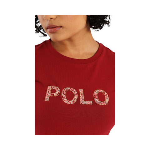 Polo T-Shirt Ladies Anele Embelished Chili Red