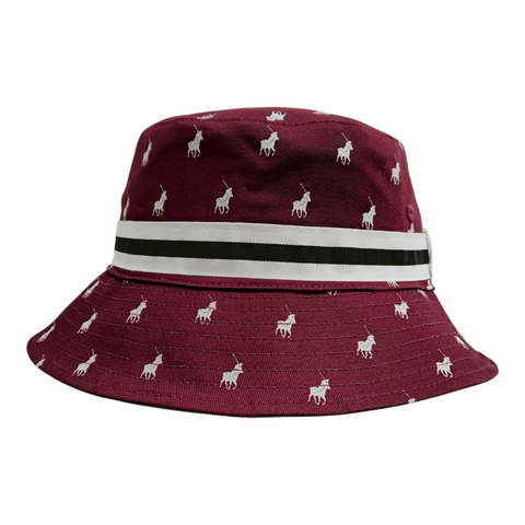 Polo Bucket Reversible Mononogram Stone/Burgandy/Navy