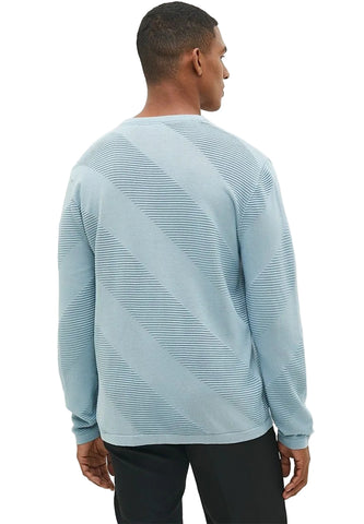 Polo Knitwear Diagonal Texture Light Blue