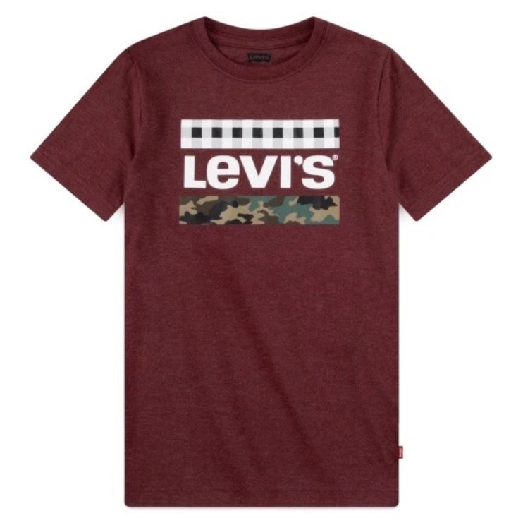 Levis Kids T-Shirt Checkered Maroon