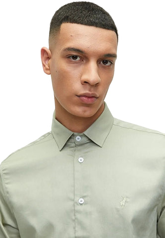 Polo Shirt Mens Long-Sleeve Essential Sateen Sage