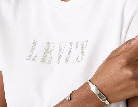Levis Ladies T-Shirt Graphic Classic Rhinestone White