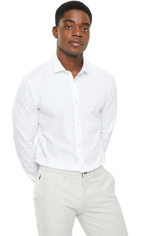Polo Shirt Mens Christian Long-Sleeve Classic Slim White