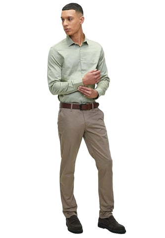 Polo Shirt Mens Long-Sleeve Essential Sateen Sage
