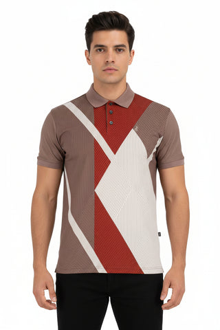 Polo Golfer Mercerized Abstract Printed Orange