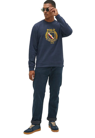 Polo Sweater Brushed Crest Navy