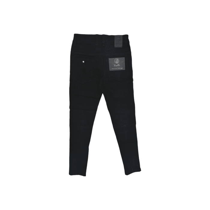 939 17A | The Vialli Aelooso Jeans Black combines timeless sophistication with modern functionality, featuring a deep black finish that effortlessly complements any outfit. Made from premium stretch denim, these jeans provide a tailored fit that ensures exceptional comfort, flexibility, and durability, retaining their shape even with frequent wear. With sleek stitching, a polished button-and-zip closure, and a versatile design, the Aelooso Jeans Black seamlessly transitions from casual outings to refined evening occasions, making them a wardrobe essential.