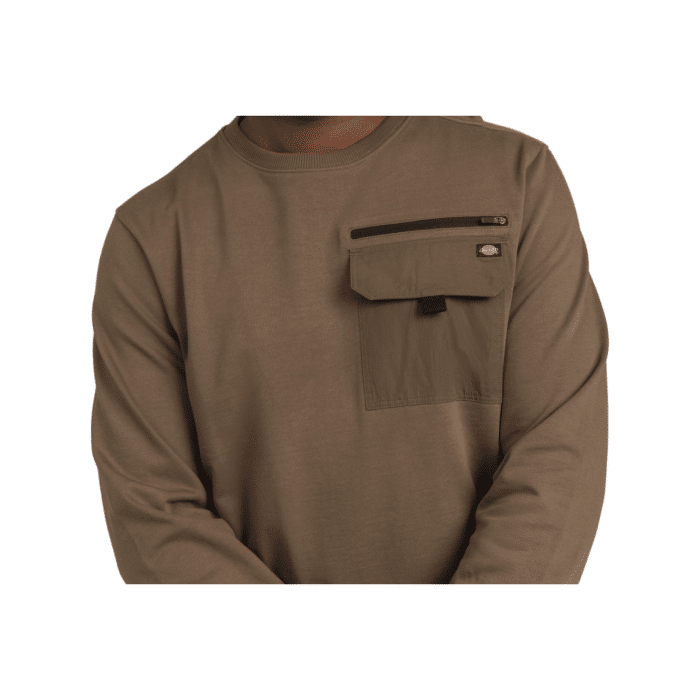 376 2B | The Dickies Austin Utility LS Sweater in Olive combines rugged durability with exceptional comfort and style. Featuring a high-quality cotton-polyester blend, multiple practical pockets, and a relaxed fit, this versatile sweater is perfect for both work and casual wear.