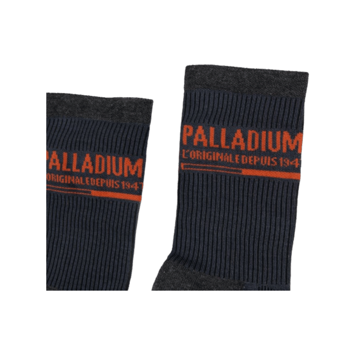 1031 9A | The Palladium Bamboo Socks in Charcoal with orange stripe combine classic style with modern comfort, perfect for any occasion. Made from a premium blend of materials, these socks ensure durability and a snug fit, providing both aesthetic appeal and practical benefits.