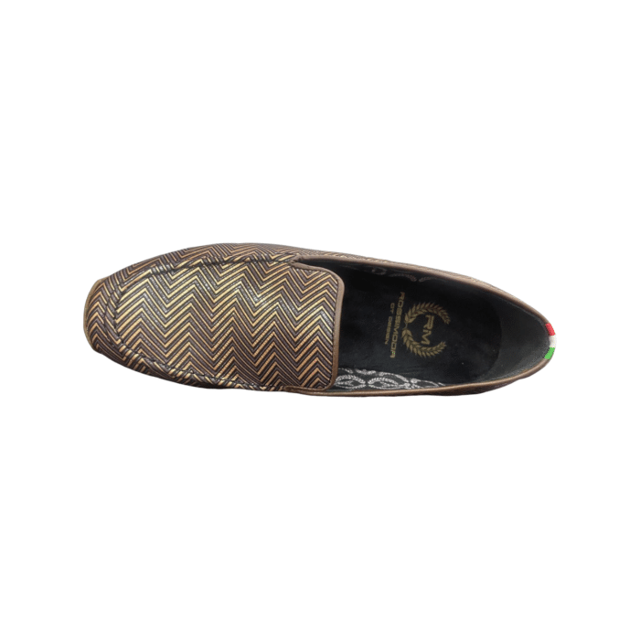 137 161B | The Rossimoda Slip On Zig Zag Textile in Brown/Black combines unique style with exceptional comfort. Featuring a premium textile upper and cushioned insole, these slip-ons offer durability and support for all-day wear.