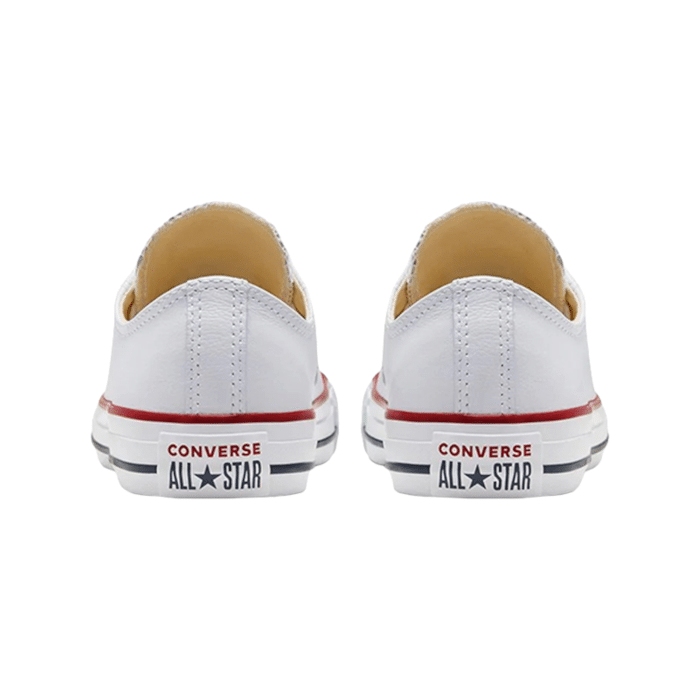 262 3C | The Converse Chuck Taylor Low Leather in White brings a sophisticated twist to the iconic sneaker, offering a timeless look with a premium feel. Crafted from high-quality leather, these low-tops deliver both durability and classic style, making them a versatile addition to any wardrobe.