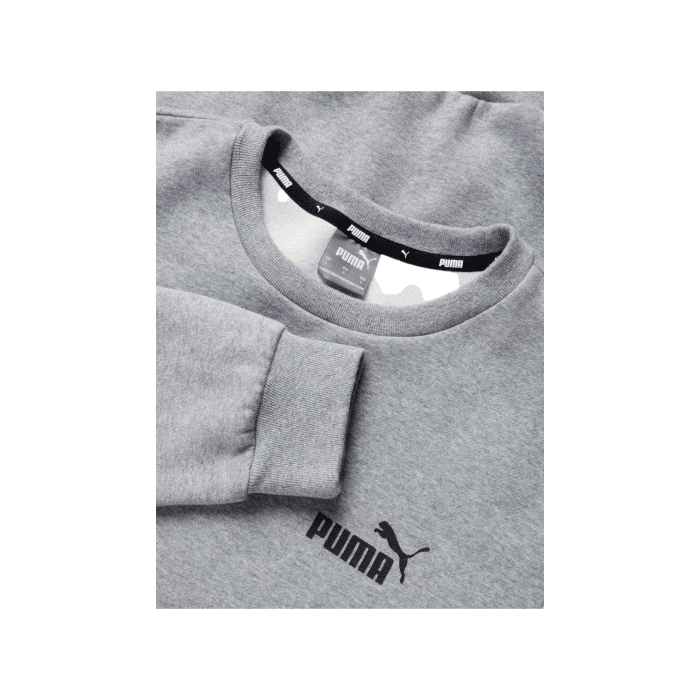 851 1C | The Puma Essential Logo Sweater in Gray Heather offers the perfect blend of comfort and style, making it ideal for any occasion. Crafted from a soft, durable cotton-polyester blend, this sweater features the iconic Puma logo, ensuring you look effortlessly cool while staying cozy.