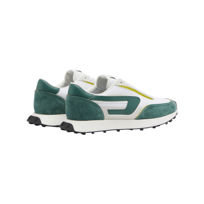 861 17B | The Diesel S-Racer LC in Bright White/Hunter Green offers a sleek and contemporary design, perfect for both casual and sporty looks. Its premium materials and vibrant color combination provide a standout style, ensuring you stay comfortable and stylish all day long.