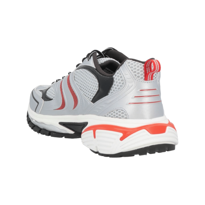 861 28B | The Diesel S-Serendipity Pro-X1 in Black, Silver, Grey, and Red effortlessly blends futuristic design with classic comfort. Featuring a bold color combination and innovative materials, these sneakers are perfect for making a statement while enjoying unmatched support and durability.