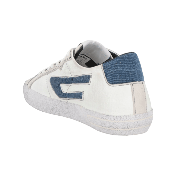 861 29B | The Diesel S-Leroji Low in White and Indigo offers a sleek, contemporary style with a touch of vintage flair. Combining premium materials and a refined color palette, these low-top sneakers provide both elegance and all-day comfort.