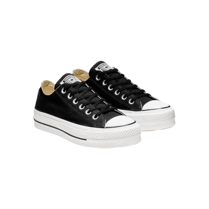 125 18B | Elevate your style with the Converse Chuck Taylor AS Lift Platform Low in Black, featuring a bold platform sole that adds a modern twist to the classic silhouette. The crisp white sole provides a striking contrast to the rich black upper, making these sneakers a must-have for any fashion-forward wardrobe.