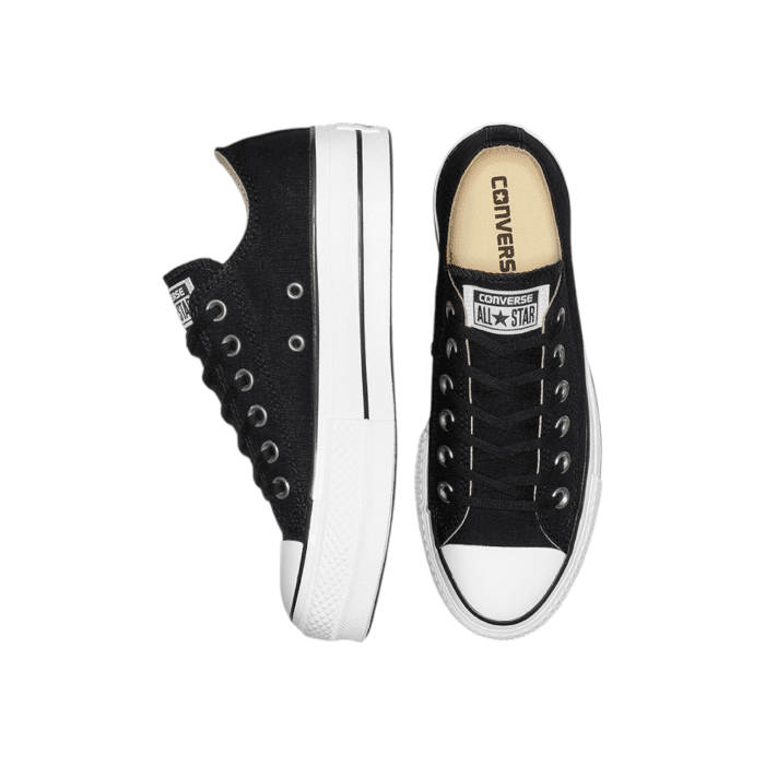 125 18C | Elevate your style with the Converse Chuck Taylor AS Lift Platform Low in Black, featuring a bold platform sole that adds a modern twist to the classic silhouette. The crisp white sole provides a striking contrast to the rich black upper, making these sneakers a must-have for any fashion-forward wardrobe.