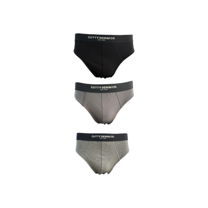 Cutty Cotton Briefs 3-Pack Black/Grey/Melange