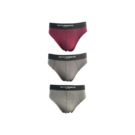 Cutty Cotton Briefs 3-Pack Maroon/Grey/Melange