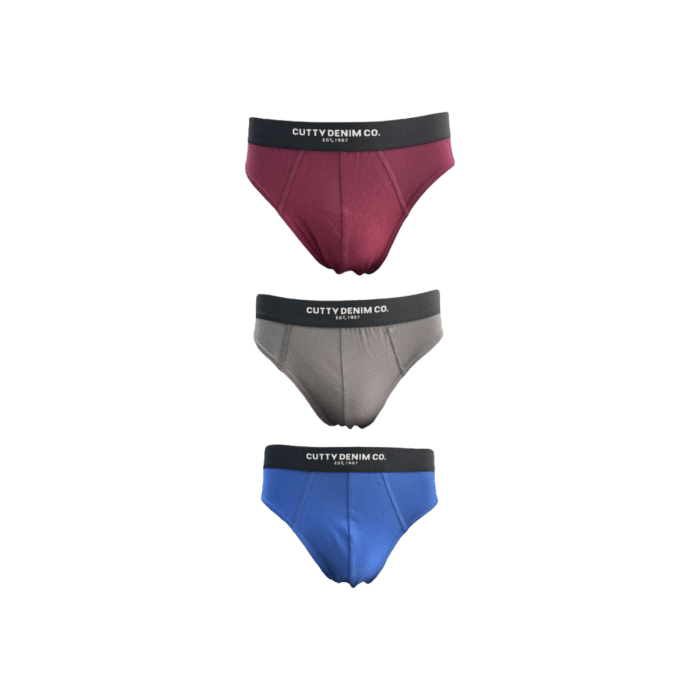 Cutty Cotton Briefs 3-Pack Maroon/Grey/Blue