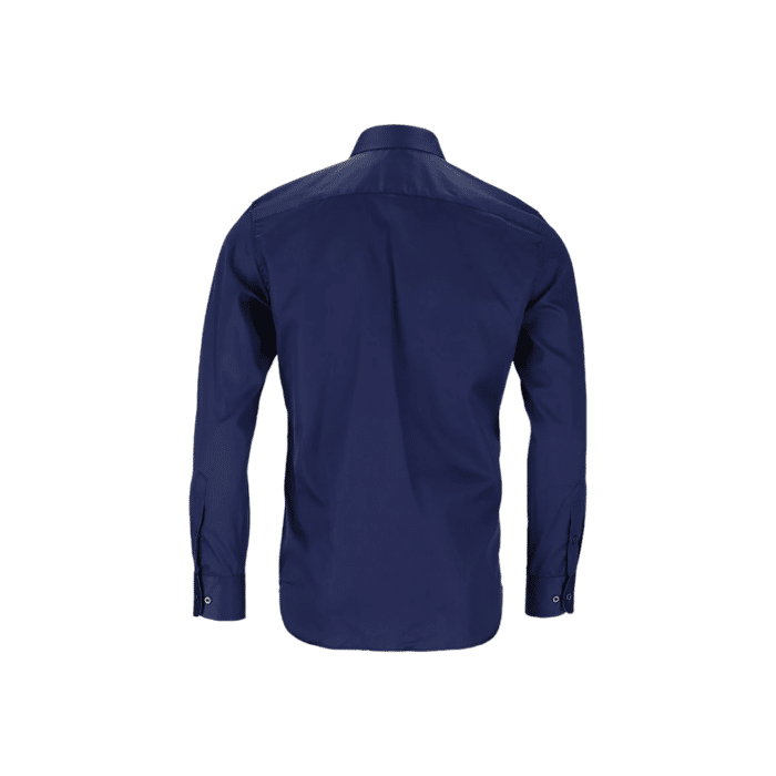 299 45A | The Polo Custom Fit Greig Shirt in Navy is a sophisticated wardrobe staple, crafted from 100% cotton sateen that provides a subtle sheen and a smooth, luxurious feel against the skin. Its custom fit design offers a tailored silhouette that enhances your shape while ensuring comfort and style for any occasion.