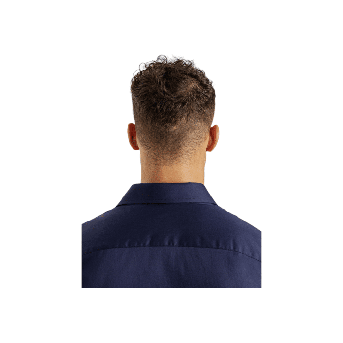 299 45C | The Polo Custom Fit Greig Shirt in Navy is a sophisticated wardrobe staple, crafted from 100% cotton sateen that provides a subtle sheen and a smooth, luxurious feel against the skin. Its custom fit design offers a tailored silhouette that enhances your shape while ensuring comfort and style for any occasion.