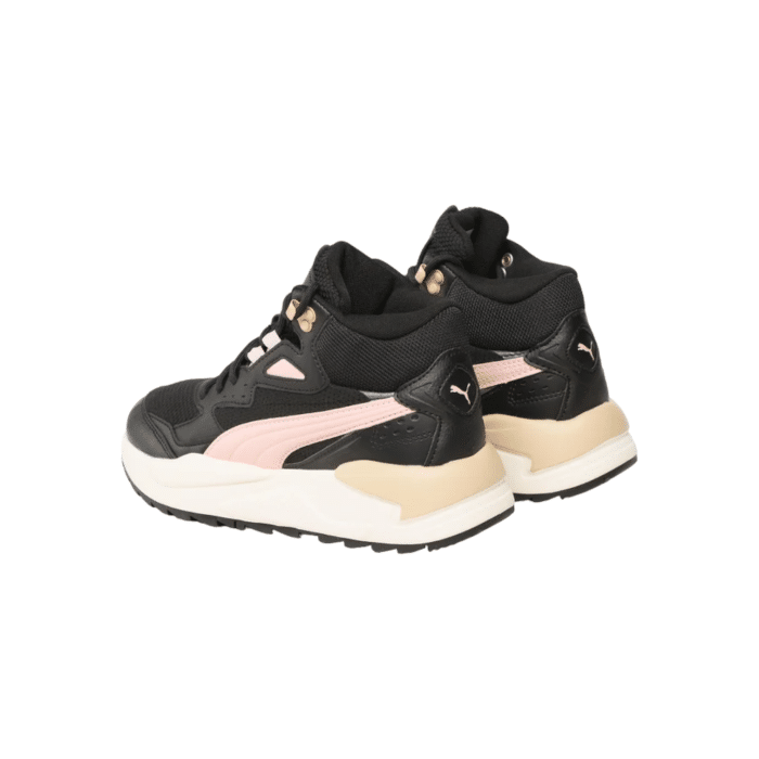 334 63C | T he Puma X-Ray Speed Mid WTR in Black, Rose and Sand features a luxurious upper and a durable rubber sole, combining elegance and practicality. Designed for all-day comfort, these versatile sneakers seamlessly transition from casual outings to more polished occasions.