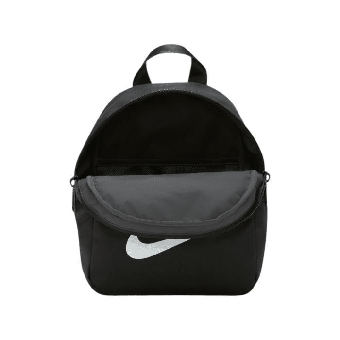 255 26A | The <em>Nike Futura 365 Mini Backpack</em> in Black is a compact yet stylish accessory, perfect for daily essentials. With a 6-liter capacity, it offers just enough space to carry your must-haves, while maintaining a sleek and modern profile. Designed for both comfort and convenience, its durable material and adjustable straps ensure it fits seamlessly into your active lifestyle.