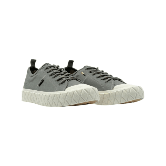 530 187B | The <em>Palladium Palla Ace Lo Supply</em> in Gun Metal Colour combines minimalist design with everyday functionality, offering a sleek yet rugged sneaker for versatile wear. Its warm khaki tone and low-top silhouette make it perfect for pairing with casual outfits, while the durable canvas upper ensures long-lasting wear. With a cushioned insole and a reliable rubber outsole, the <em>Palla Ace Lo Supply</em> delivers both comfort and traction, ideal for navigating both city streets and outdoor adventures.