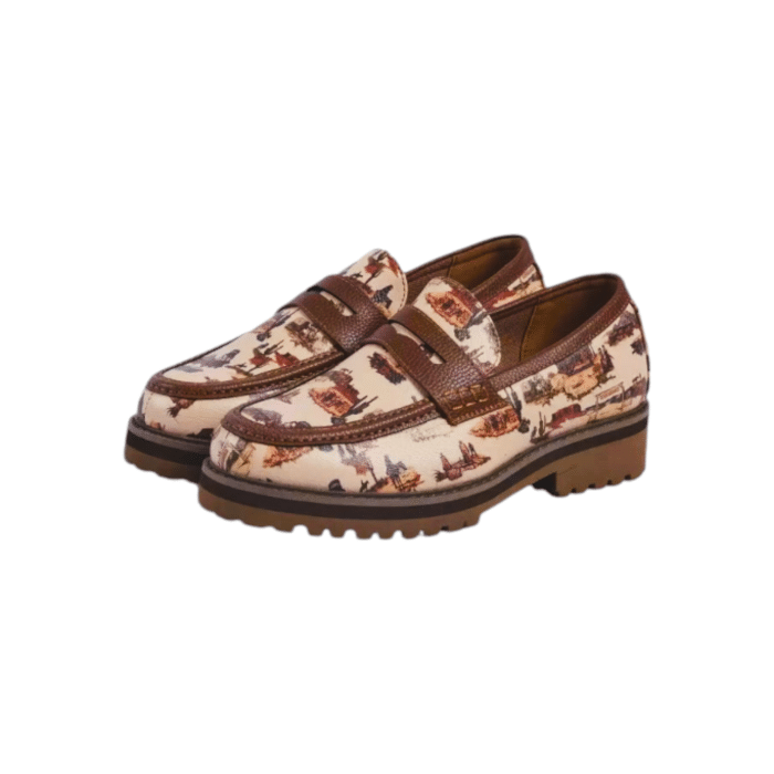 55 45B | Step into style with the Jonathan D Penny Moc PU Leather shoes in an eye-catching Western Print Brown color combination. Crafted from high-quality PU leather, these shoes offer a sleek and sophisticated look, perfect for both casual and semi-formal occasions.