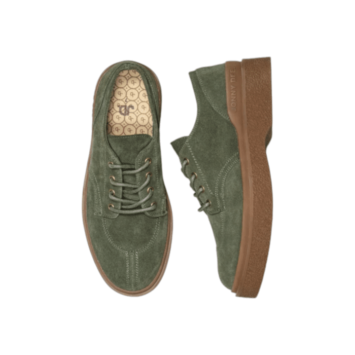 55 64B | The Jonathan D Ray Lace Up Sneaker Suede in Pine Green color effortlessly combine sophistication and modern style, making them a versatile addition to any wardrobe. Crafted from high-quality Suede with a sleek detail, these shoes offer a polished look that's perfect for both formal occasions and smart-casual outfits.