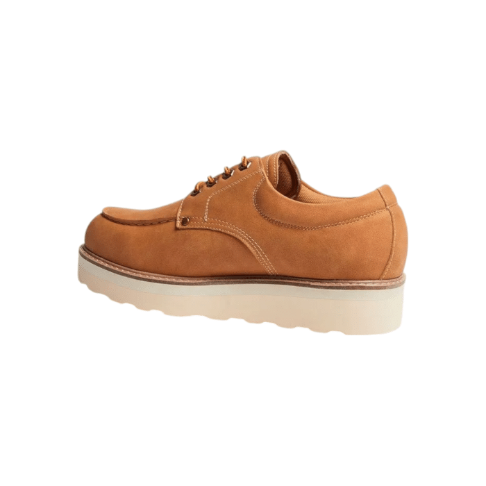 55 94A | The Jonathan D Landon Lace Up Sneaker PU Leather in Camel Brown color effortlessly combine sophistication and modern style, making them a versatile addition to any wardrobe. Crafted from high-quality PU Leather with a sleek detail, these shoes offer a polished look that's perfect for both formal occasions and smart-casual outfits.