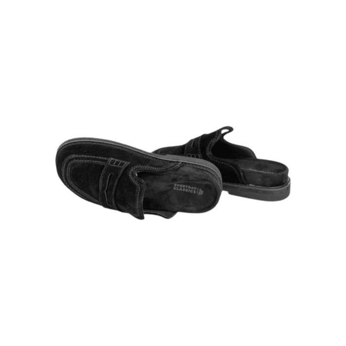 55 96B | The Jonathan D Maverick Slip On Sandal in Black is a sleek and versatile choice for any casual or semi-formal occasion. Crafted from premium PU Suede material, these sandals offer a sophisticated look with a soft, textured finish, ensuring both style and comfort throughout the day.