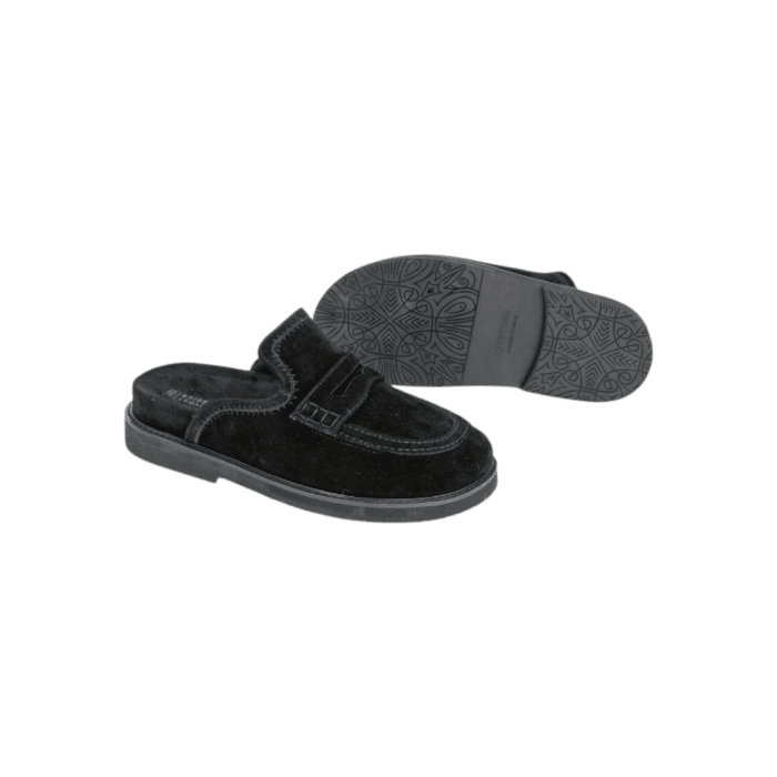 55 96C | The Jonathan D Maverick Slip On Sandal in Black is a sleek and versatile choice for any casual or semi-formal occasion. Crafted from premium PU Suede material, these sandals offer a sophisticated look with a soft, textured finish, ensuring both style and comfort throughout the day.