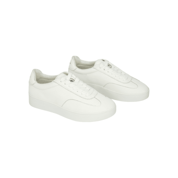 55 97A | The Jonathan D Cort Lace Up Sneaker PU Leather in White color effortlessly combine sophistication and modern style, making them a versatile addition to any wardrobe. Crafted from high-quality PU Leather with a sleek detail, these shoes offer a polished look that's perfect for both formal occasions and smart-casual outfits.