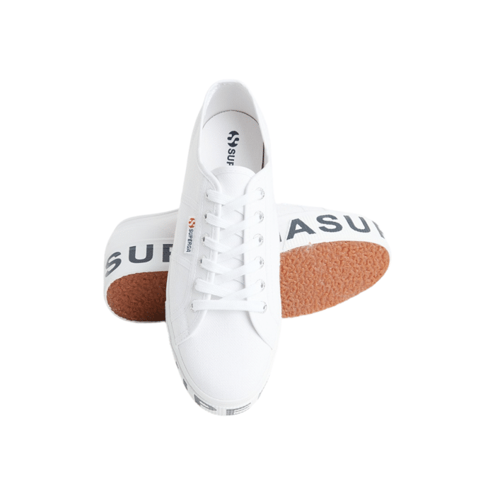 556 27C | Step up your sneaker game with the Superga 2790 Platform Lettering in a crisp white canvas, featuring bold black lettering on the sole for a striking contrast. The elevated platform design not only adds height but also delivers a chic, modern edge that pairs effortlessly with any casual outfit.