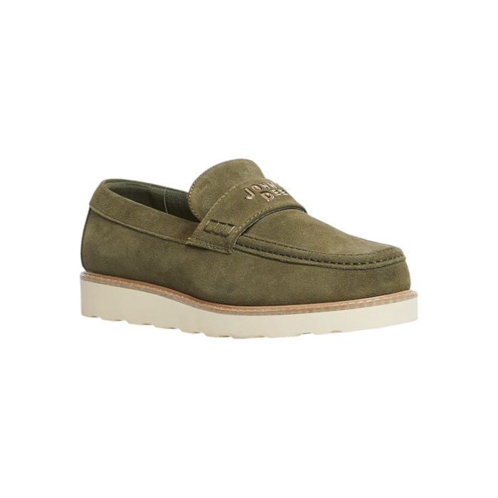 56 79B | The Jonathan D Douglas Slip On in Olive seamlessly blend sophistication and comfort, making them perfect for any occasion. Crafted with premium materials and a sleek design, these shoes offer unmatched durability and style.