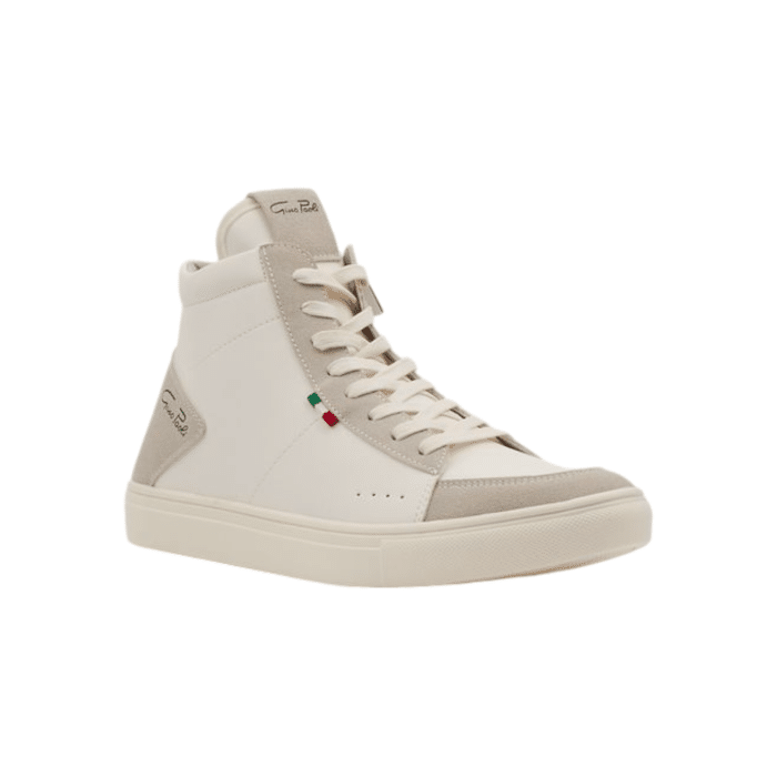 970 23B | Make a bold statement with the Gino Paoli Hugo Hi Top in sleek White, expertly crafted from durable synthetic materials. These hi-tops combine modern design with comfort, offering a versatile and stylish option that effortlessly enhances any casual outfit.