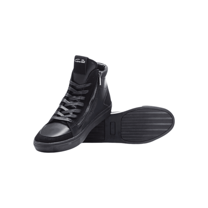 970 24C | Make a bold statement with the Gino Paoli Hugo Hi Top in sleek Black, expertly crafted from durable synthetic materials. These hi-tops combine modern design with comfort, offering a versatile and stylish option that effortlessly enhances any casual outfit.