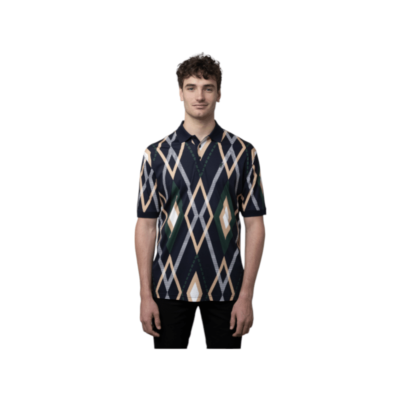 Polo Golfer Mercerised Argyle Print Navy