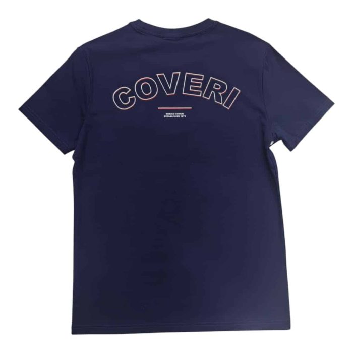 559 151 B 1 rotated | The Enrico Coveri Mini Metal Logo T-Shirt in Navy combines refined style and luxurious comfort, crafted from high-quality cotton that feels soft and breathable for all-day wear. Featuring a subtle mini metal logo on the chest, this T-shirt offers a touch of sophistication that enhances the rich navy color, making it versatile for both casual and smart-casual looks. With a modern slim fit that flatters the body while allowing freedom of movement, this T-shirt exemplifies Enrico Coveri’s dedication to timeless design and quality craftsmanship.